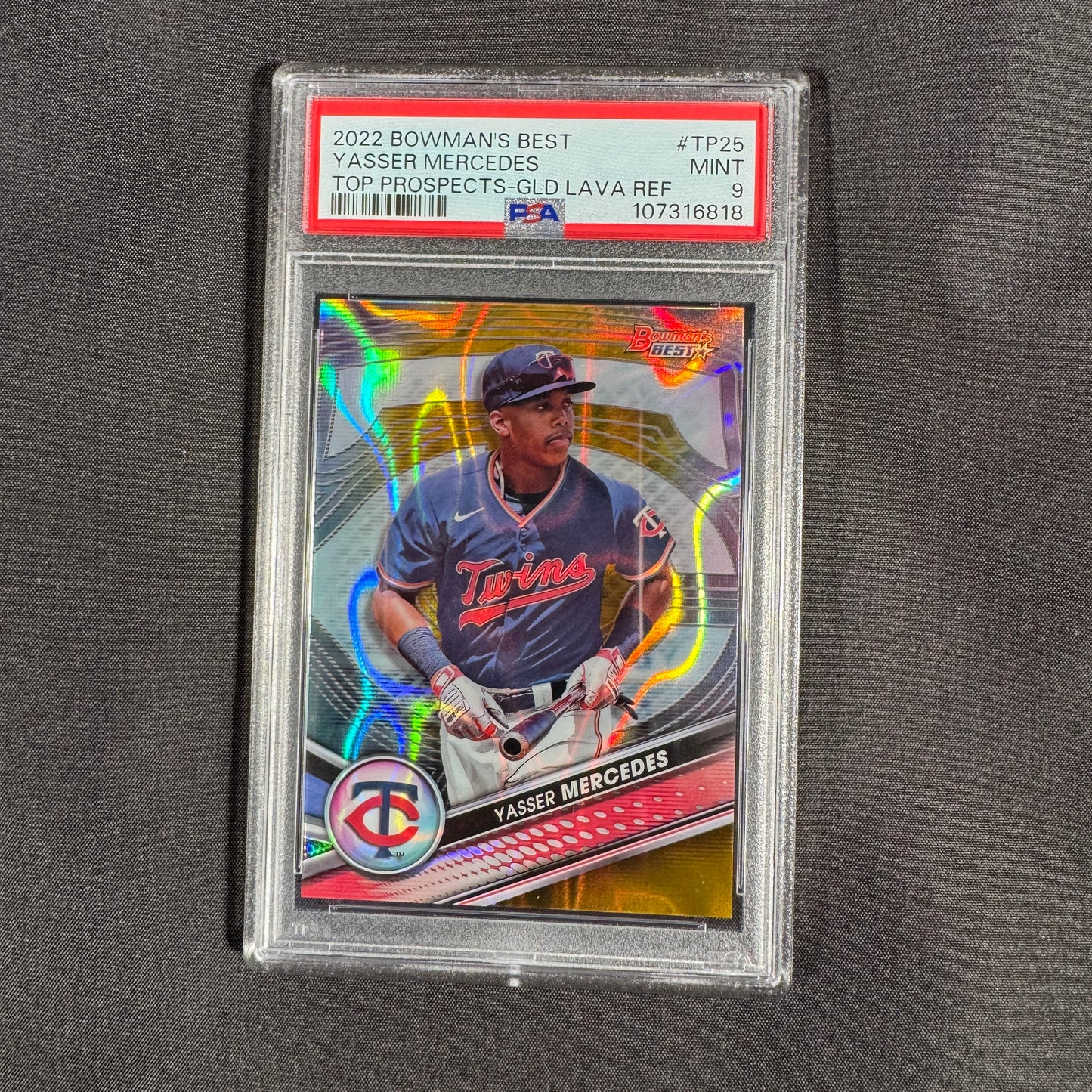 2022 Yasser Mercedes Bowman's Best Top Prospects Gold Lava Refractor PSA 9