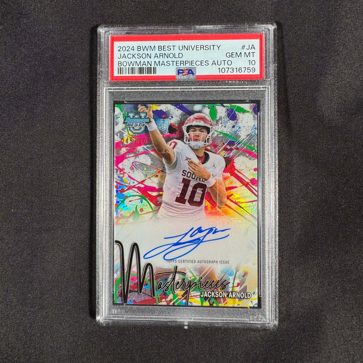 2024 Jackson Arnold Bowman's Best University Masterpieces Auto PSA 10