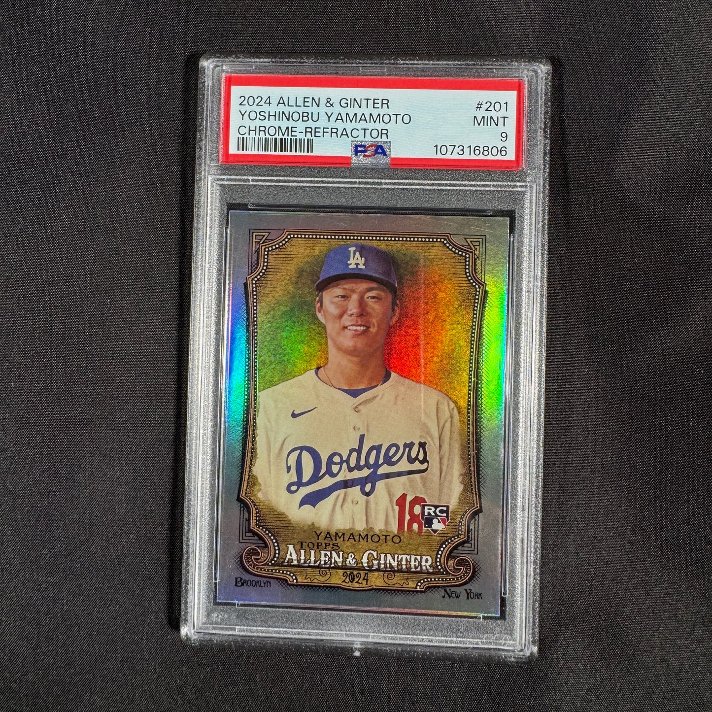 2024 Yoshinobu Yamamoto Allen & Ginter Chrome Refractor PSA 9