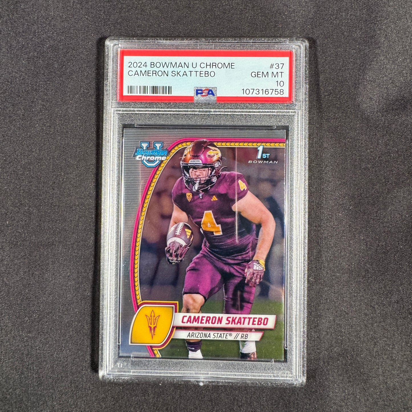 2024 Cameron Skattebo Bowman University Chrome PSA 10