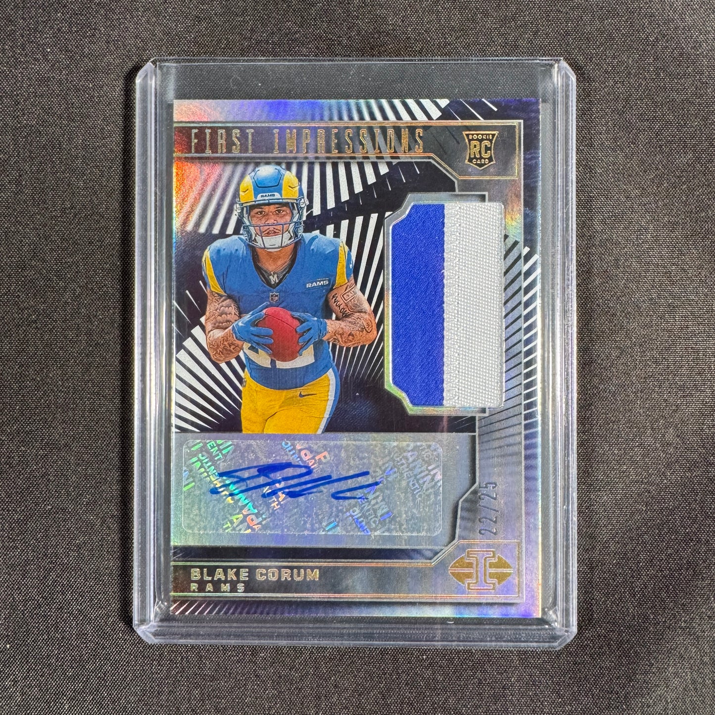 2024 Blake Corum Illusions First Impressions Rookie Patch Auto 22/25 RPA RC