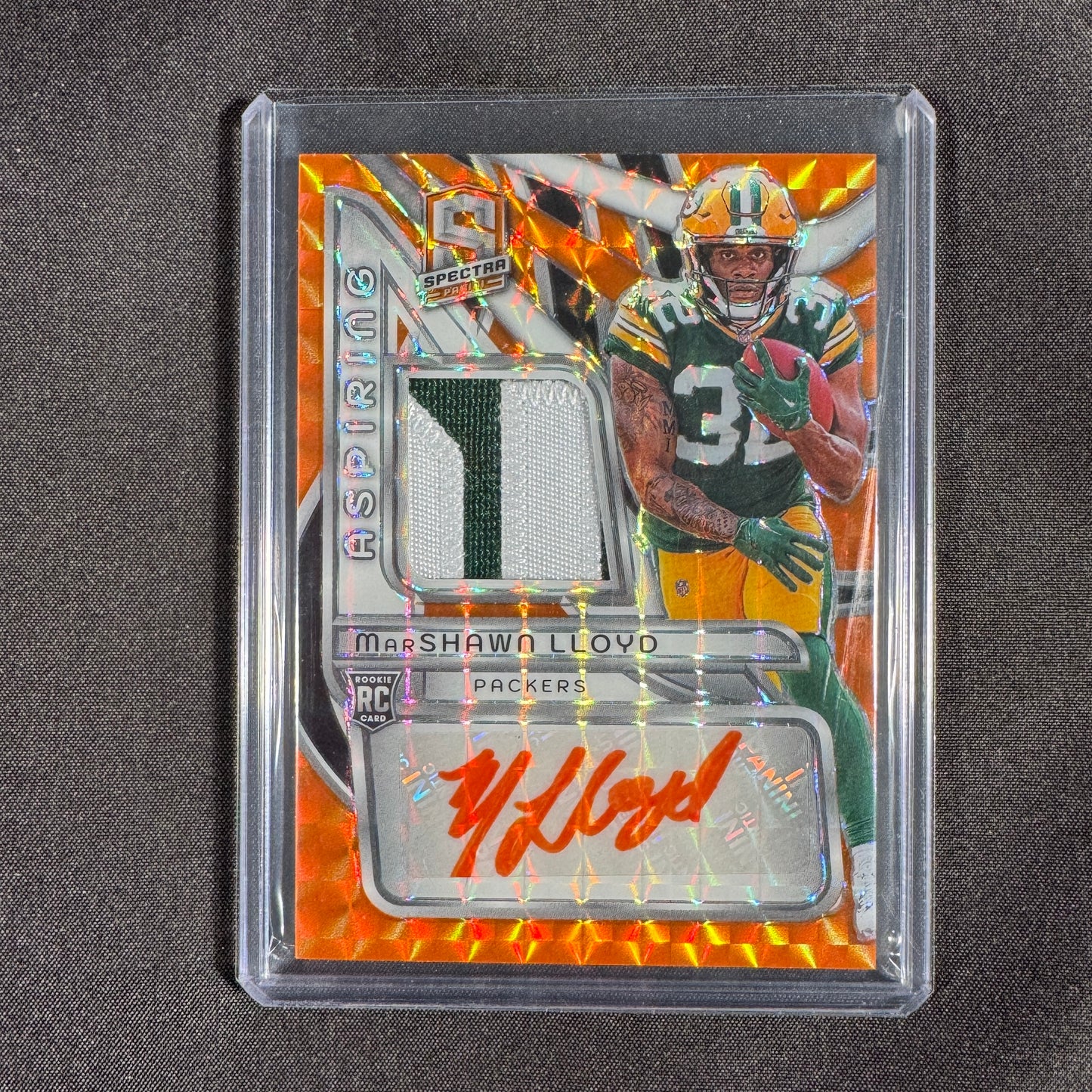 2024 MarShawn Lloyd Panini Spectra Aspiring Patch Orange Foil Autograph
