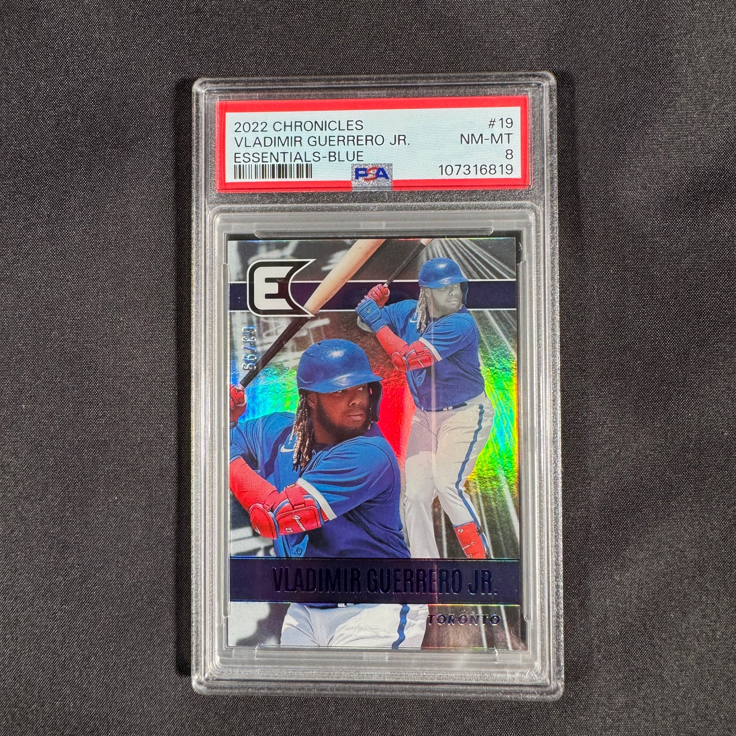 2022 Vladimir Guerrero JR Chronicles Essentials Blue 66/99 PSA 8
