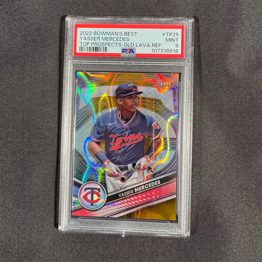 2022 Yasser Mercedes Bowman's Best Top Prospects Gold Lava Refractor PSA 9