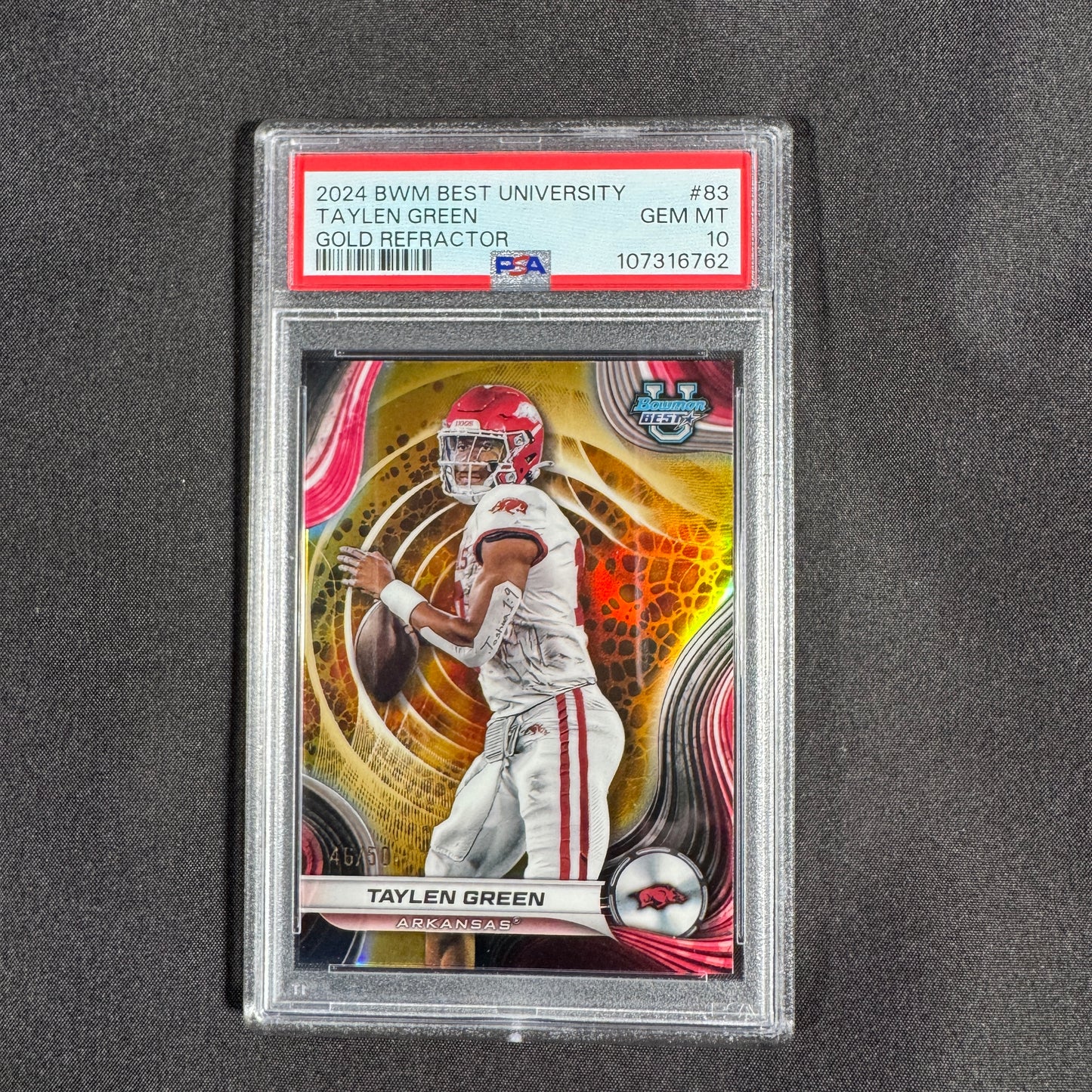 2024 Taylen Green Bowman's Best University Gold Refractor PSA 10