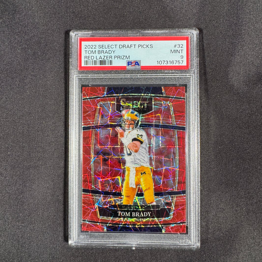 2022 Tom Brady Select Draft Picks Red Lazer Prizm PSA 9