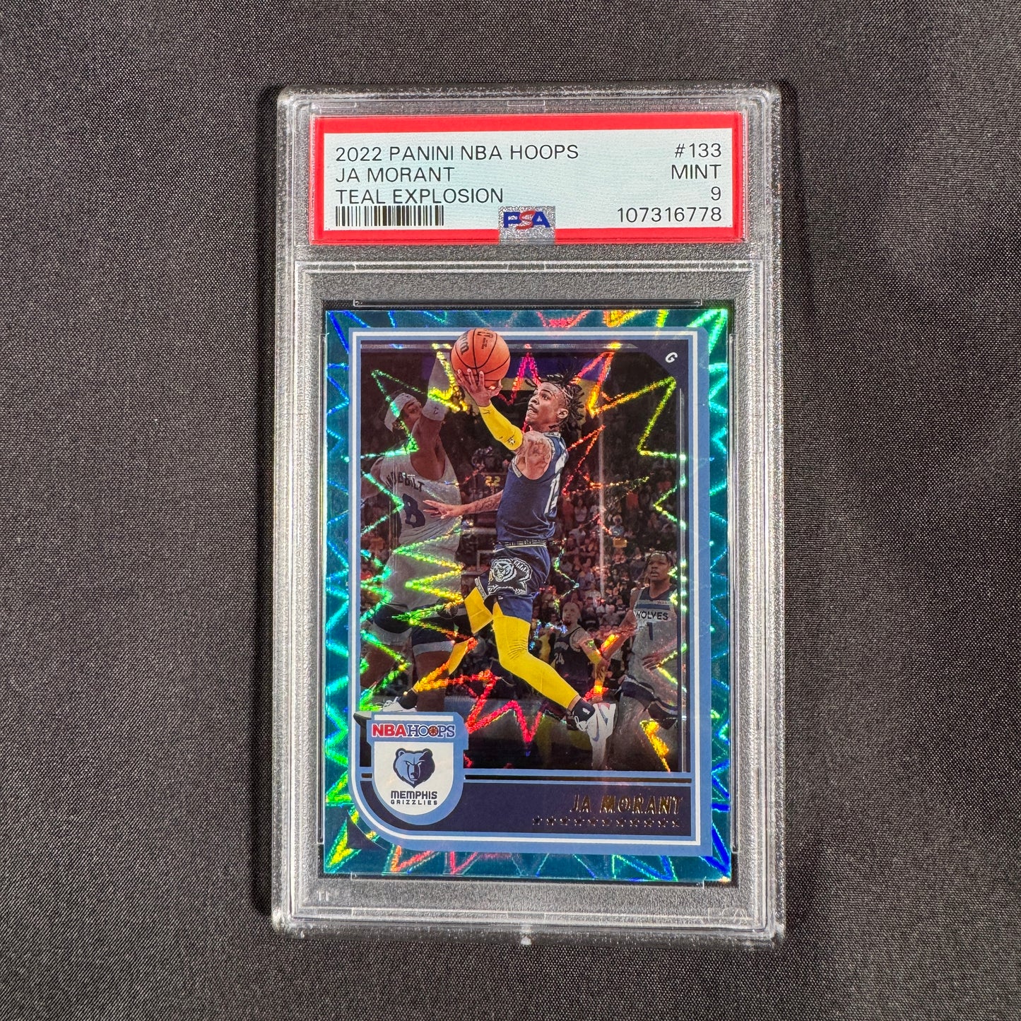 2022 Ja Morant Panini NBA hoops Teal Explosion PSA 9