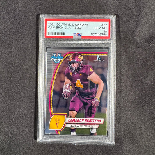 2024 Cameron Skattebo Bowman University Chrome PSA 10