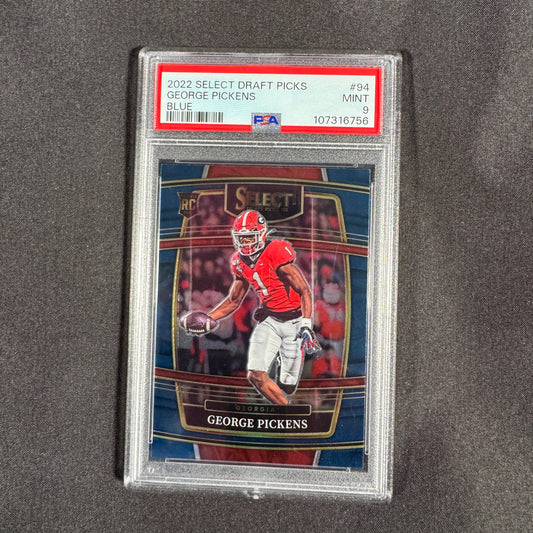 2022 George Pickens Select Draft Picks Blue PSA 9