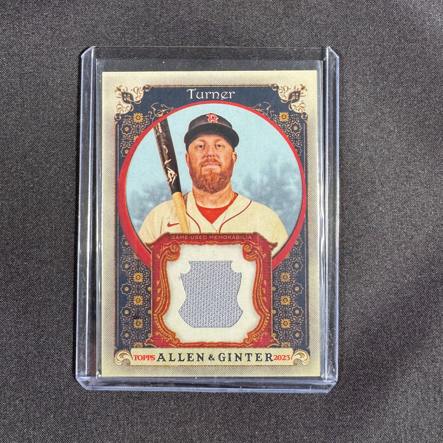 2023 JUSTIN TURNER ALLEN & GINTER BOS RED SOX GAME-USED JERSEY PATCH RELIC
